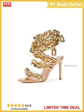 Lace Up Gold Link Chain Clear PVC Strappy Stiletto High Heeled Sandals